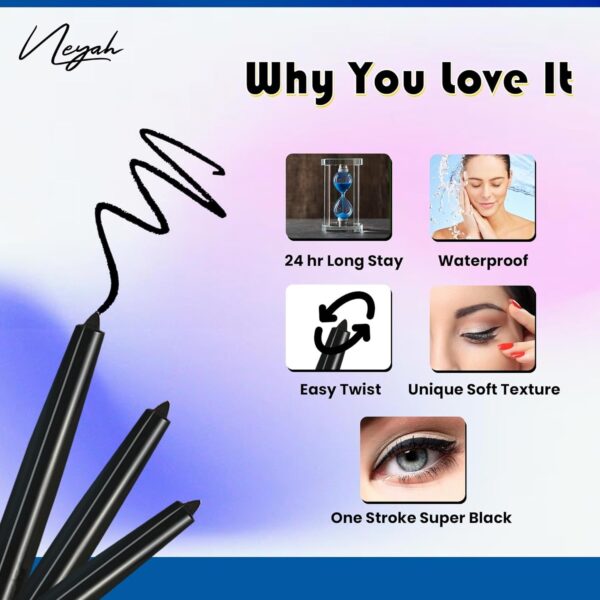 Neyah Pro Line Kajal Matte Pencil - Intense Black, Vegan, Waterproof - Long-lasting Smudge-proof Eye Makeup